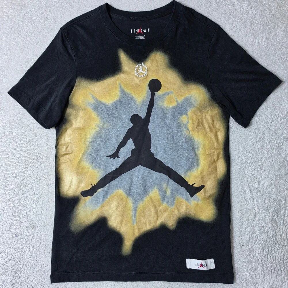 Jordan Flight Mens S T-Shirt Black Graphic Jumpman HJ6365-010 s/s